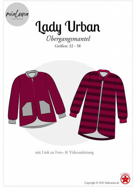 Damen Übergangsmantel "Lady Urban" Schnittmuster Gr. 32 bis 58 mit ausführlicher Nähanleitung