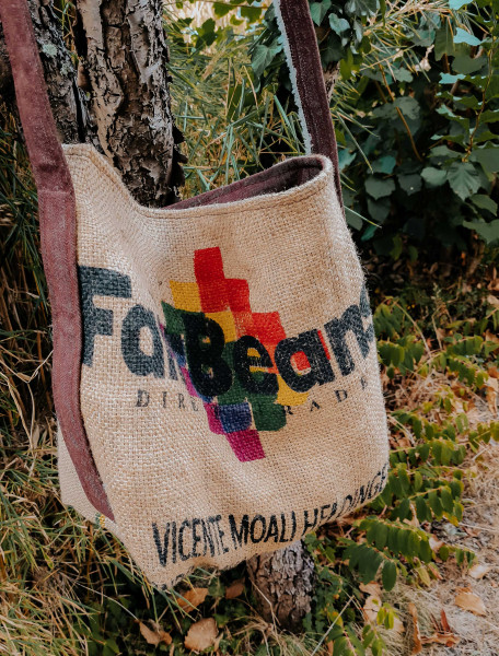 Umhängetasche, Shopper, Jutebeutel aus Kaffeesack genäht