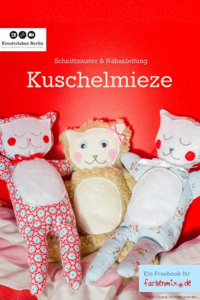 Katze Stofftier nähen - Gratis Schnittmuster "Kuschelmieze" von Kreativlabor Berlin