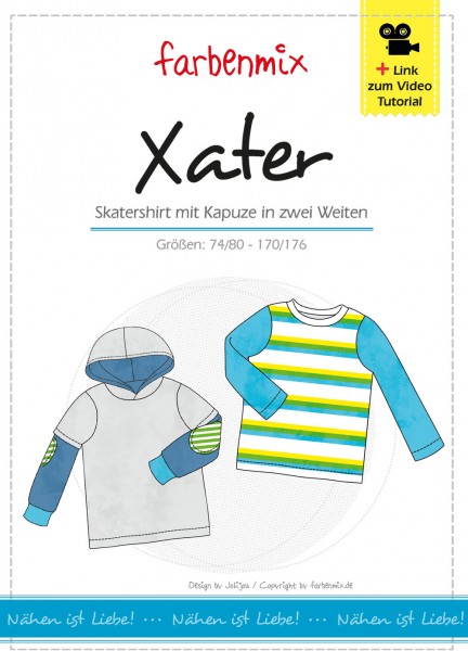 Papierschnittmuster Kindershirt "Xater" in zwei Weiten Papierschnittmuster Kindershirt "Xater" in zwei Weiten