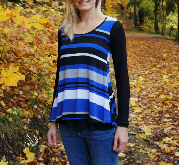 Schnittmuster gestreiftes Lagenlook-Shirt mit langen Ärmeln