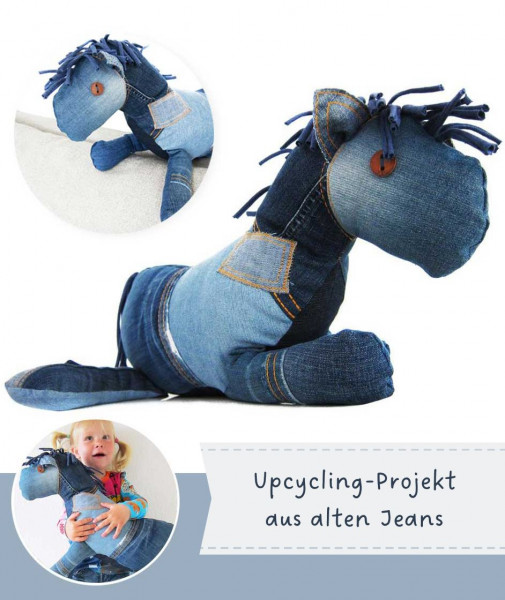 Upcycling Nähidee Pferd aus alten Jeanshosen nähen