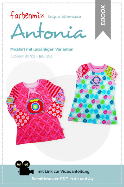 Kombishirt Nähanleitung "Antonia" Glitzerblume - Farbenmix