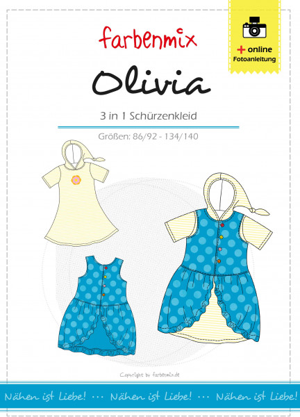 Papierschnittmuster Schürzenkleid Mädchenkleid "Olivia" für Jersey und Webware