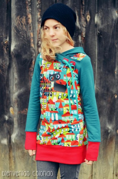 Schnittmuster Kinder-Hoodie Wickelkragen "Marita" inkl. Nähanleitung