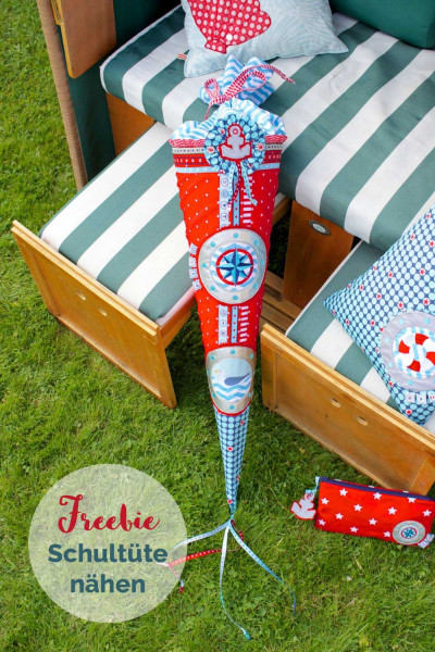 Schultüte / Zuckertüte aus Stoff nähen - Gratis Schnittmuster zum Downloaden
