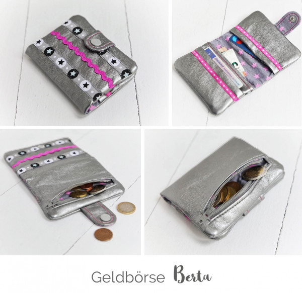 Geldbörse aus Kunstleder nähen - Schnittmuster & Anleitung zum Downloaden