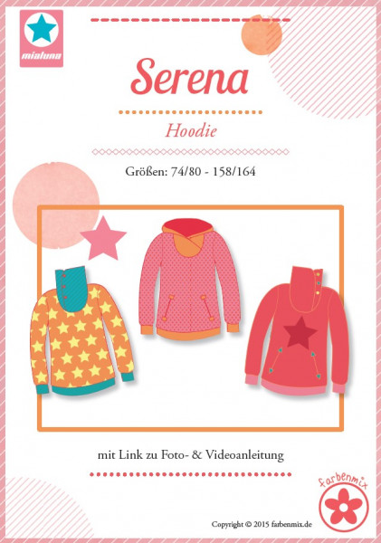 Hoodie Serena für Kids - Schnittmuster, Nähanleitung & Video von Mialuna bei Farbenmix kaufen.