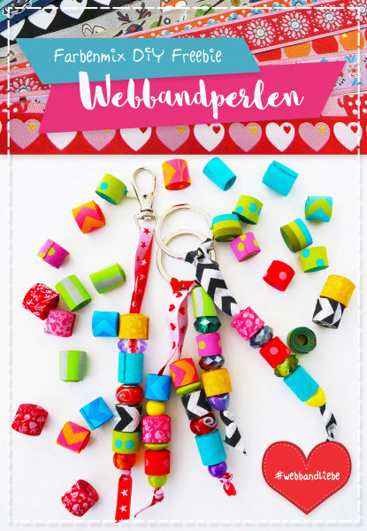 Webbandperlen basteln Schlüsselanhänger DIY Geschenkidee