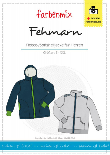 Papierschnittmuster Herrenjacke Outdoorjacke "Fehmarn" Gr. S bis XXL