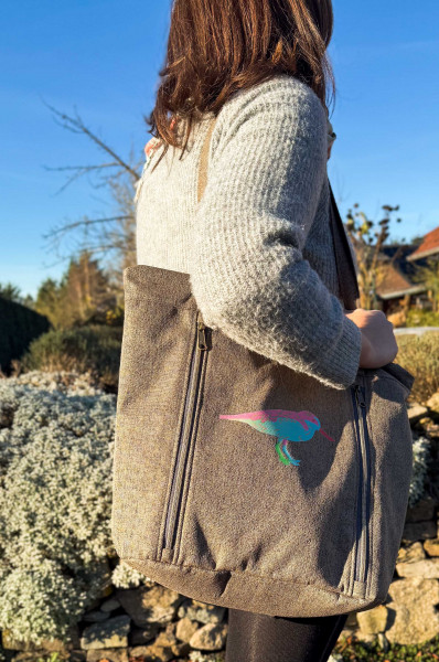 Mit der AzusZeit unterwegs, Freizeittasche selbst genäht.