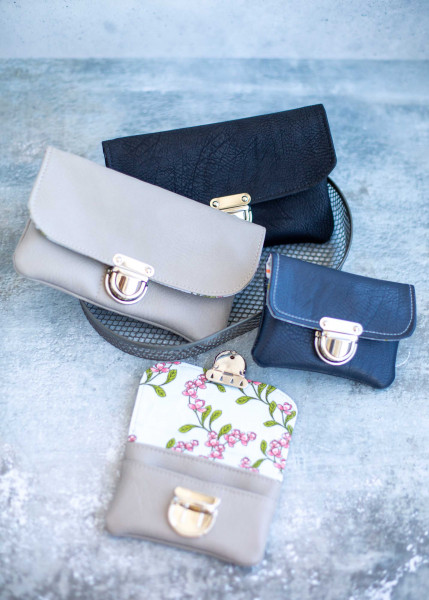 Geldbörse Else Materialpakete mit Kunstleder, Innenstoff, Steckschloss und Reißverschluss