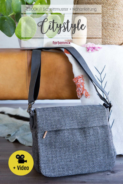 CityStyle sportliche Umhängetasche nähen, PDF-Schnittmuster mit ausführlicher Nähanleitung zum Downloaden