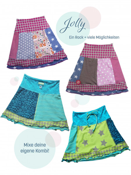 Jerseyrock Schnittmuster für Stoffreste - Einfach zu nähen mit vielen Kombinationsmöglichkeiten