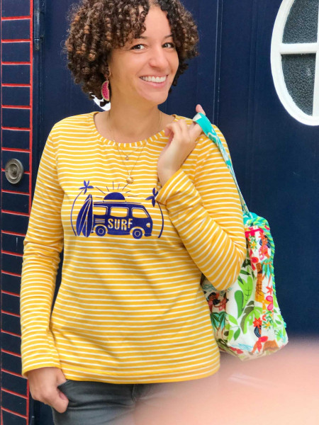 Schnittmuster Damen-Langarmshirt im Breton-Stil von Pedilu Gr. 32-46