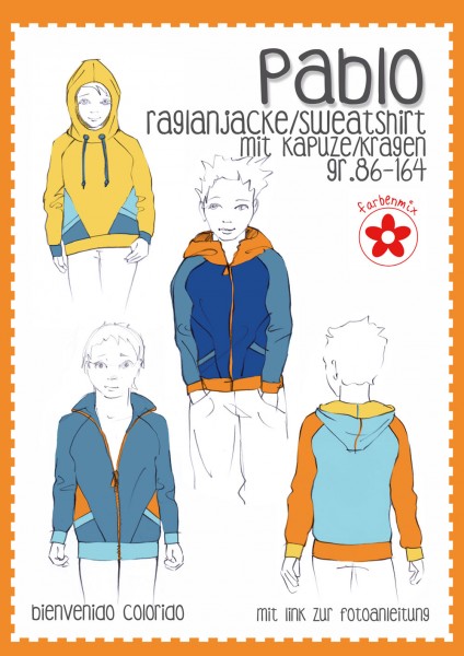 Schnittmuster Sweatjacke Hoodie "Pablo" von Bienvenido Colorido