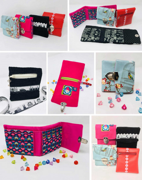 PDF Schnittmuster kleines Portemonnaie mit Kartenfächern und Münzgeldfach