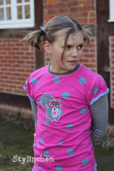 Inkdots-Jersey, pink-grau, 1m-Stück (Restmenge)