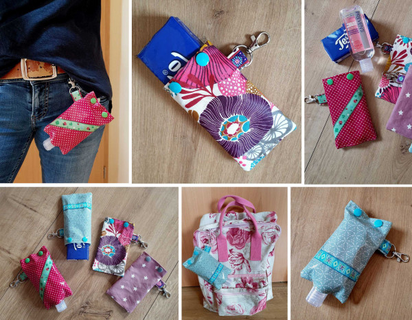 Karabiner-Tasche für Handdesinfektionsfläschchen und Taschentücher