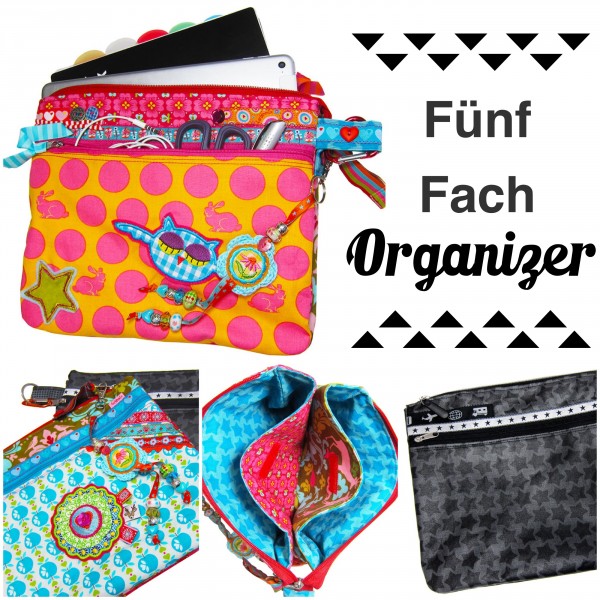 Ebook PDF-Schnittmuster Fünf-Fach-Organizer Taschenutensilo