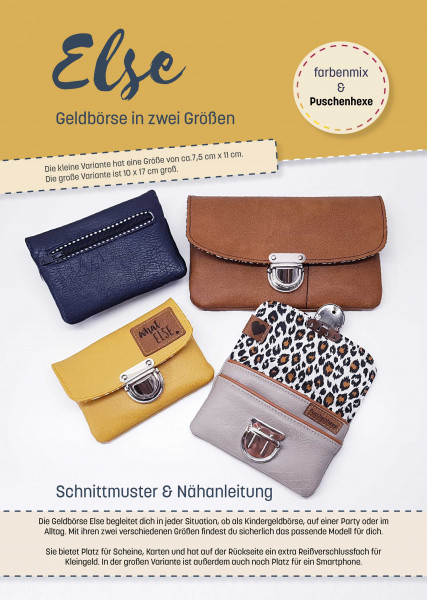 Schnittmuster Geldbörse Else von Puschenhexe als Ebook oder Papierschnittbogen