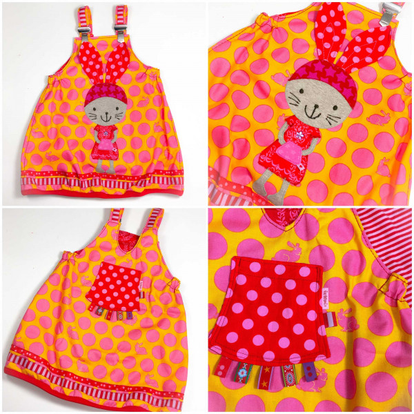 Schnittmuster Ebook / Papierschnitt Trägerkleid Marieke mit Hasenapplikation