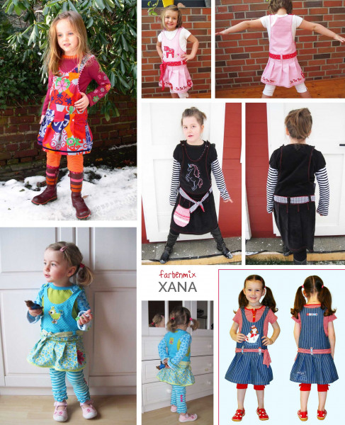 Schnittmuster Kinder-Latzkleid Xana mit Faltenrock und Gürtel