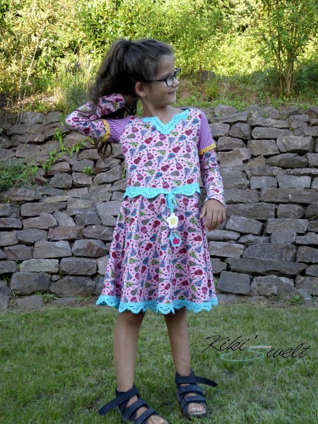 Jerseykleid mit Häkelborte nähen - Anleitung und Schnitt zum Downloaden