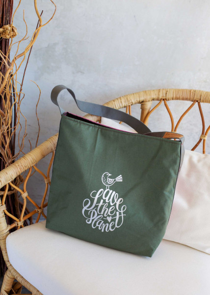 PDF-Schnittmuster Umhängetasche Annekje aus Canvas mit save the planet Plot