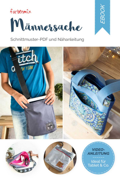 Ebook Schnittmuster "Männersache" kleine Umhängetasche im schlichten Design.