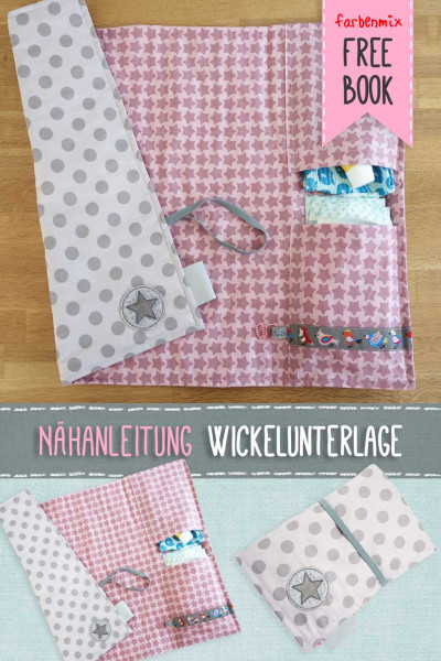Nähanleitung Wickelunterlage mit Taschen für Windeln und Feuchttücher