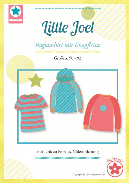 Nähanleitung Baby Raglanshirt mit Knopfleiste "Little Joel" Gr. 50-92