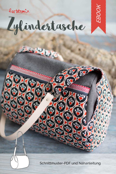 PDF-Nähanleitung Schnittmuster Zylindertasche Umhängetasche