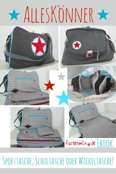 Nähanleitung Wickeltasche "AllesKönner" mit Schnittmuster zum Downloaden