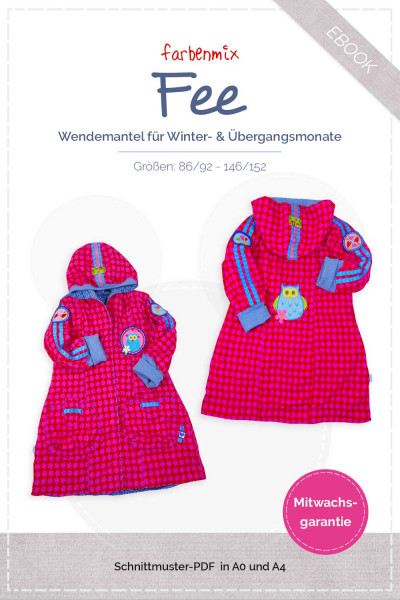 PDF Schnittmuster Kindermantel "Fee" Gr. 86/92 - 146/152