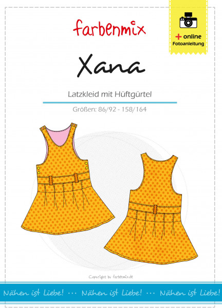 Schnittmuster Kinder-Latzkleid Xana mit Faltenrock und Gürtel