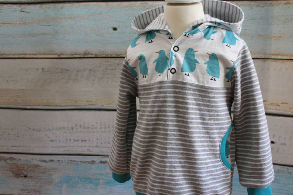 Ebook PDF-Schnittmuster Stoffmixpulli Jungs mit Knopfleiste Gr. 74-164 von Klimperklein