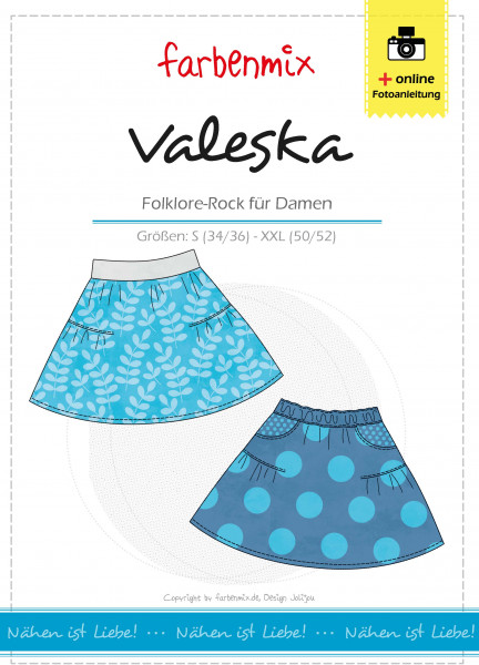 Papierschnittmuster Damenrock Valeska süß gerafft mit Taschen