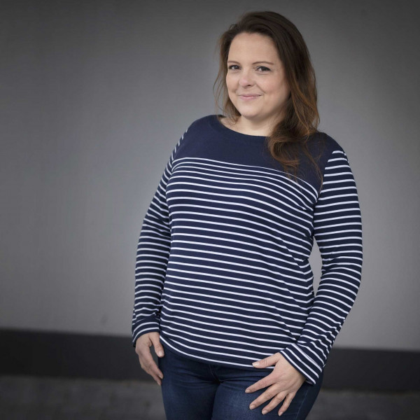 Schnittmuster Damen-Langarmshirt im Breton-Stil von Pedilu Gr. 32-46