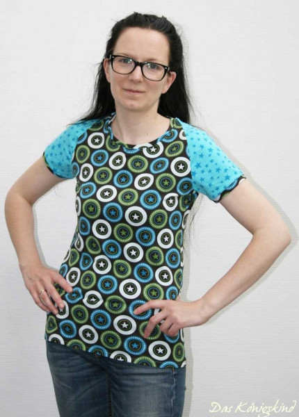 Schnittmuster Damen Kurzarmshirt Raglanshirt "Leona" Gr. S-XL farbenmix