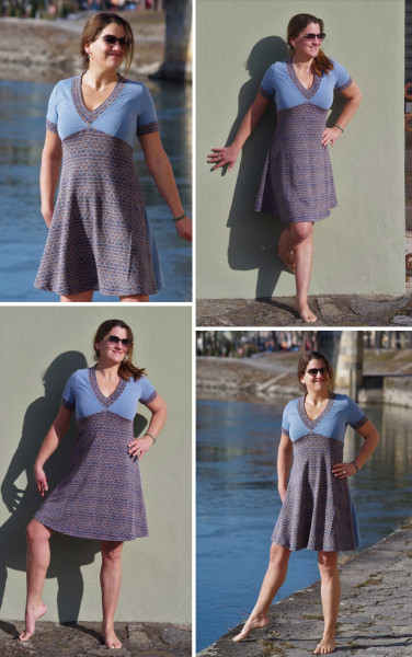 Damen-Sommerkleid aus Jersey mit V-Ausschnitt