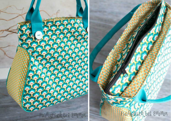 PDf Schnittmuster Henkeltasche mit edler Paspel in kurvigem Design