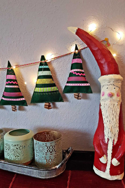 Weihnachtsbaum Wimpelkette, Freebie-Anleitung