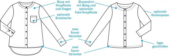 Blusenshirt LaWoodie pedilu Schnittmuster Ebook