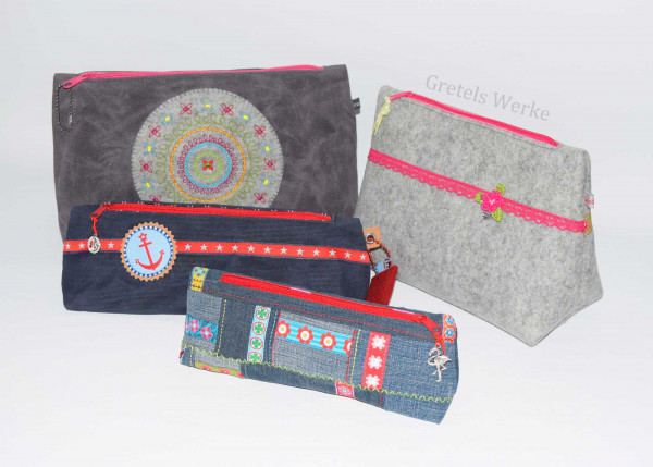 TaschenVielfalt - Mini-Taschen, Stiftetasche, Kosmetiktasche in 10 Größen und 2 Varianten