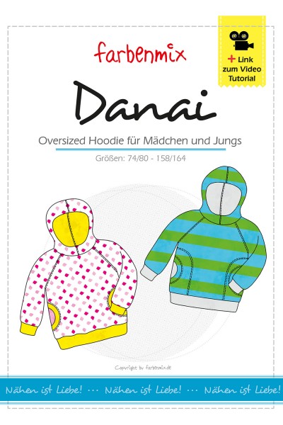 Papierschnittmuster Kinderhoodie "Danai" oversized Style Papierschnittmuster Kinderhoodie "Danai" oversized Style