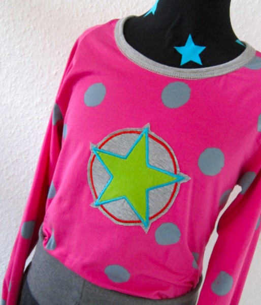 Inkdots-Jersey, pink-grau, 1m-Stück (Restmenge)