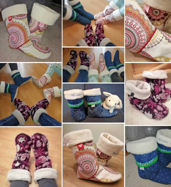 Kuschelbooties Hüttenschuhe, Schnittmuster mit Nähanleitung