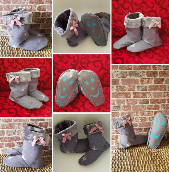 Kuschelbooties Hüttenschuhe, Schnittmuster mit Nähanleitung