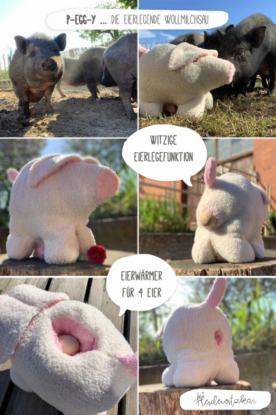 Witziger Schweinchen Eierwärmer mit Eierlegefunktion, Nähanleitung mit Schnittmuster